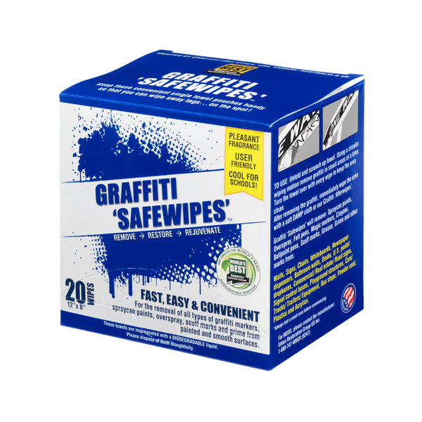 SafeWipes – Pre-Moistened Graffiti Removal Wipes (Box of 20 Pouches)